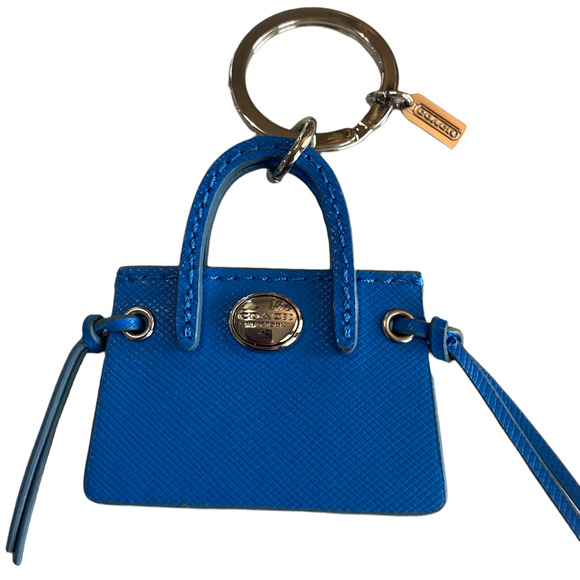 Coach Accessories - Coach Leather Handbag Carryall Purse Bag Keychain Key FOB Blue